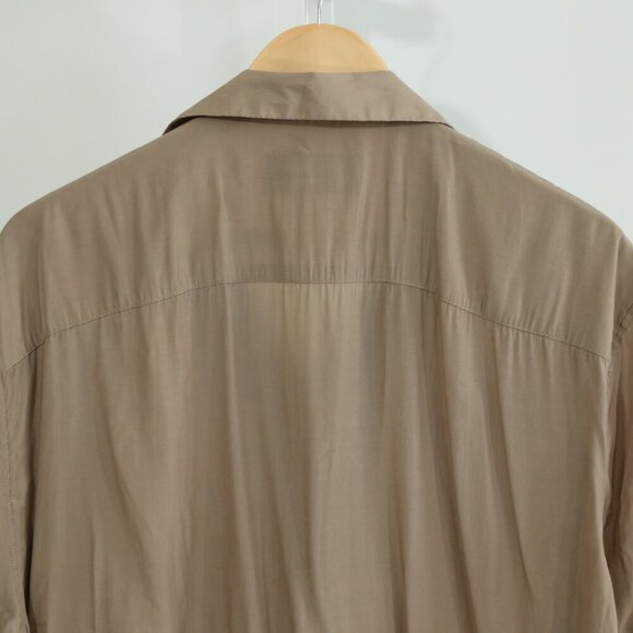 Abercrombie & Fitch Men’s Short Sleeve Button Shirt L Taupe Brown Retro Trim - Picture 7 of 8